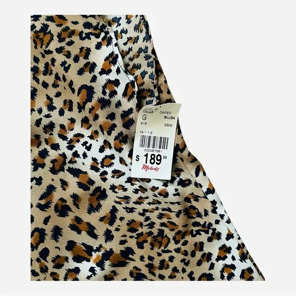 WIP Melody semi casual topshirt M scoop neck leopard print detailed back - Picture 8 of 14